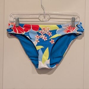 Roxy Floral Blue Bikini Bottom Size Small